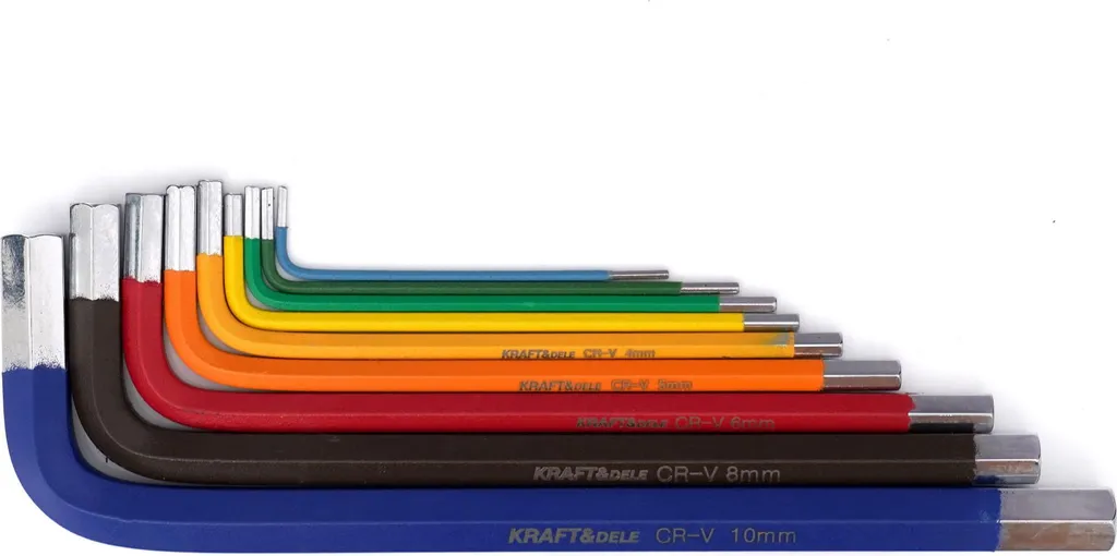 Clés Allen à tête sphérique HEX 9pcs en acier Cr-V code couleurs - 8