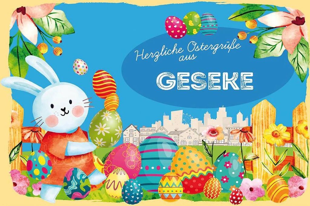 vianmo Holzschild 12x18 cm Ostergrüße GESEKE