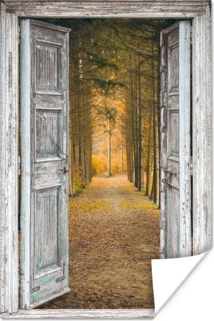 MuchoWow Poster Wald - Herbst - Ausblick 40x60 cm - Plakate für die Wand - Poster Babyzimmer
