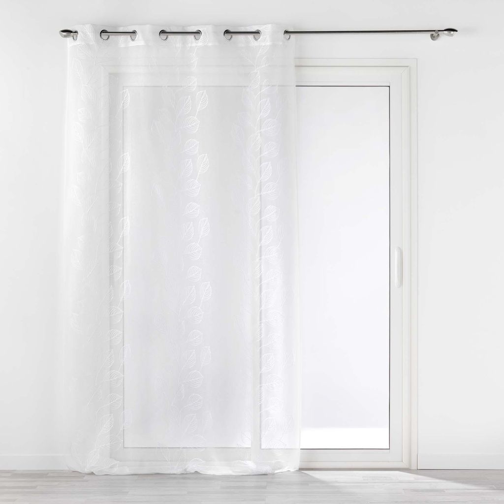 Gardine EDENIA transparent bestickt mit Ösen in der Farbe Sand 140x240 cm