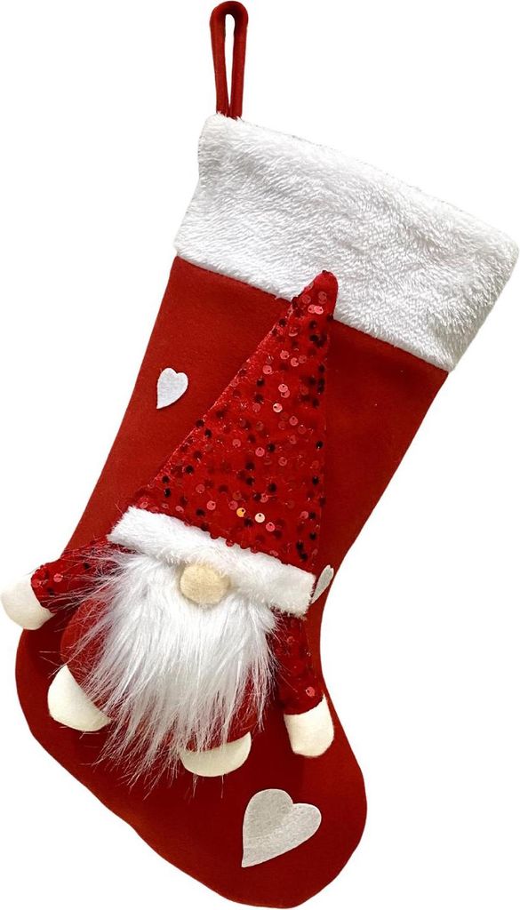 Weihnachtsstrumpf mit Pailletten, Satan-Claus-Herz-Dekor, hängender Strumpf mit Umhängeband, Weihnachtsparty-Dekorationstasche