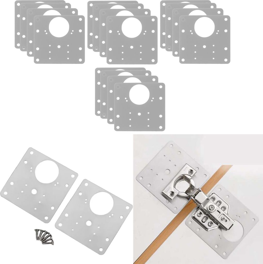 16x Scharnier Reparaturplatte Möbel Schrank Reparaturblech Reparatur Blech Platte