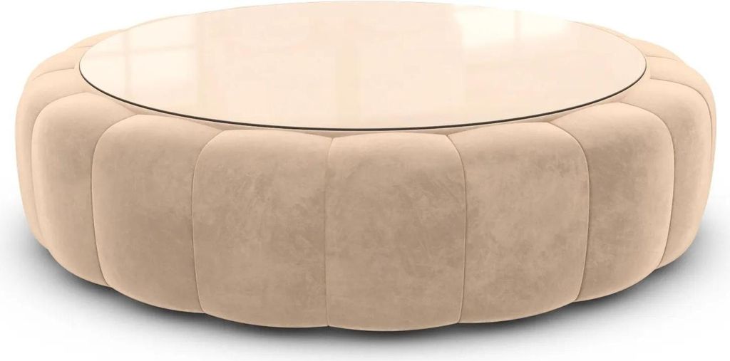 Samtstoff Couchtisch Circle Valora Beige