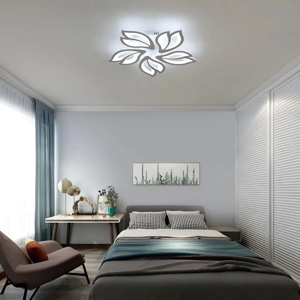 Plafonnier LED dimmable à motif floral 45W avec télécommande sans fil