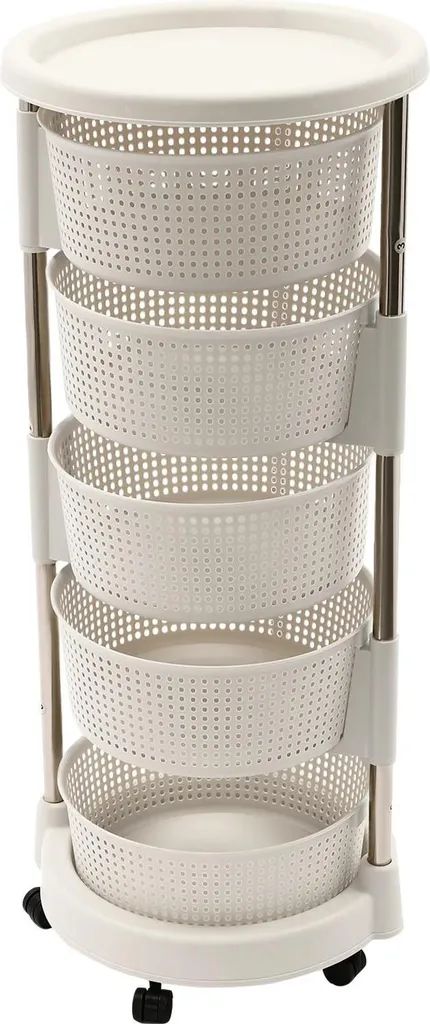 Carrello utilitario, 5 ripiani, mobilità facile, BIANCO