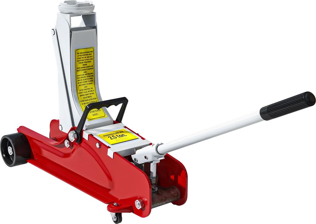 Wagenheber, 8-38 cm Höhe, 2,5 Tonnen Tragfähigkeit, Stahl, rollbar, Rot