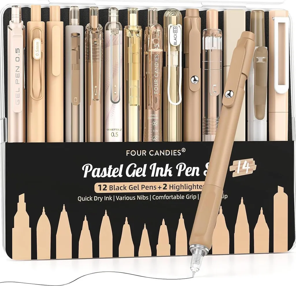 Set de stylos gel pour étudiants et pros 14 pièces 0,5 mm avec étui rigide