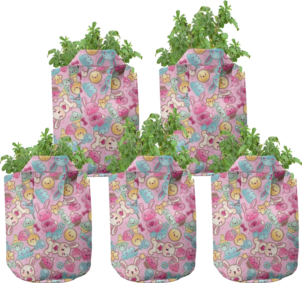 Sac de culture 7 gallons ABAKUHAUS lot de 5 pots en tissu avec poignées