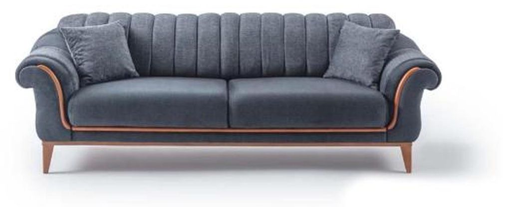 Grauer Stilvoller Dreisitzer Modernes Sofa Wohnzimmer Polster Couch Neu