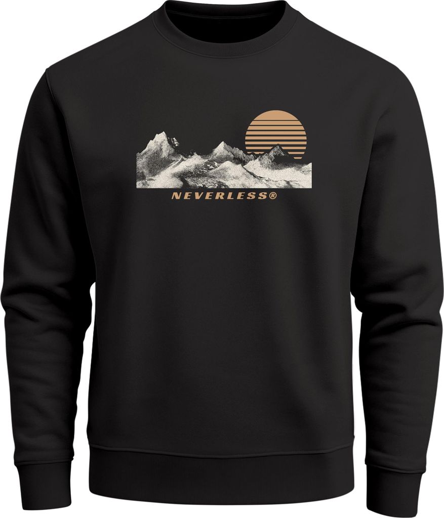Sweatshirt Herren Frontprint Bergmotiv Pullover mit Print Outdoor Adventure Fashion Streetwear Neverless
