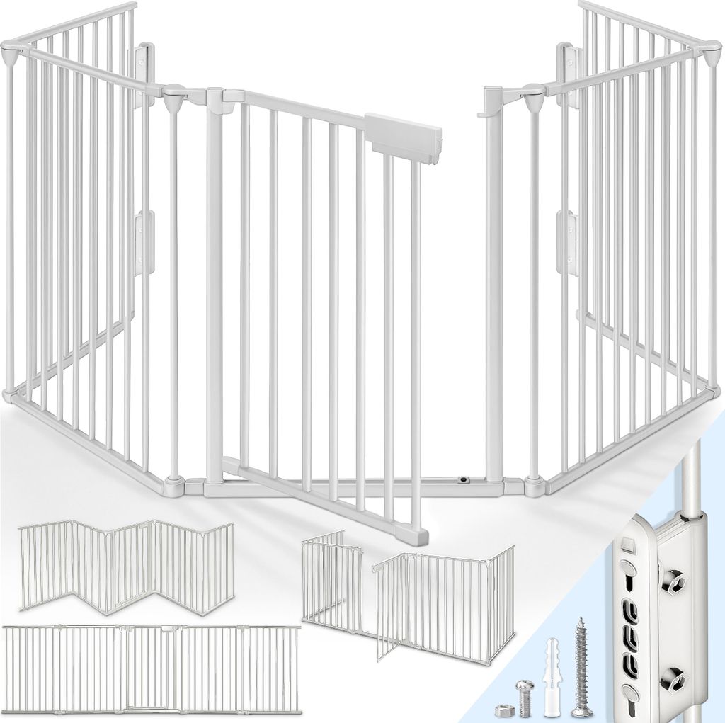 KIDUKU Kaminschutzgitter 180 cm Grau Baby Absperrgitter Ofenschutzgitter Laufstall Türschutzgitter
