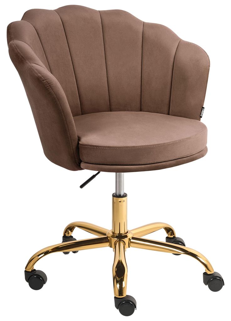 BELIANI Bürostuhl Samt Braun / Gold Höhenverstellbar Drehbar für Home Office Büro Schminktisch Muschelform Muschel