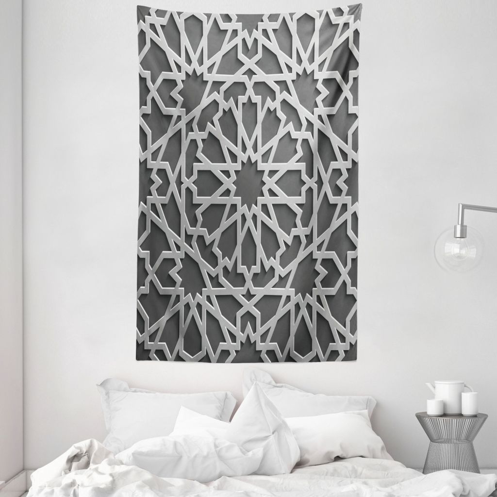 ABAKUHAUS Abstrakte Kunst Wandteppich und Tagesdecke, Marokkanische Stern-Blumen aus Weiches Mikrofaser Stoff Waschbar ohne Verblassen Digitaldruck...