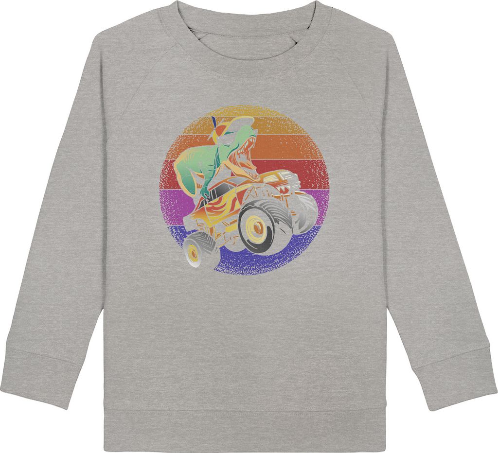 Dino Retro Monstertruck Kinder Dinosaurier Sweatshirt – Produktbild 