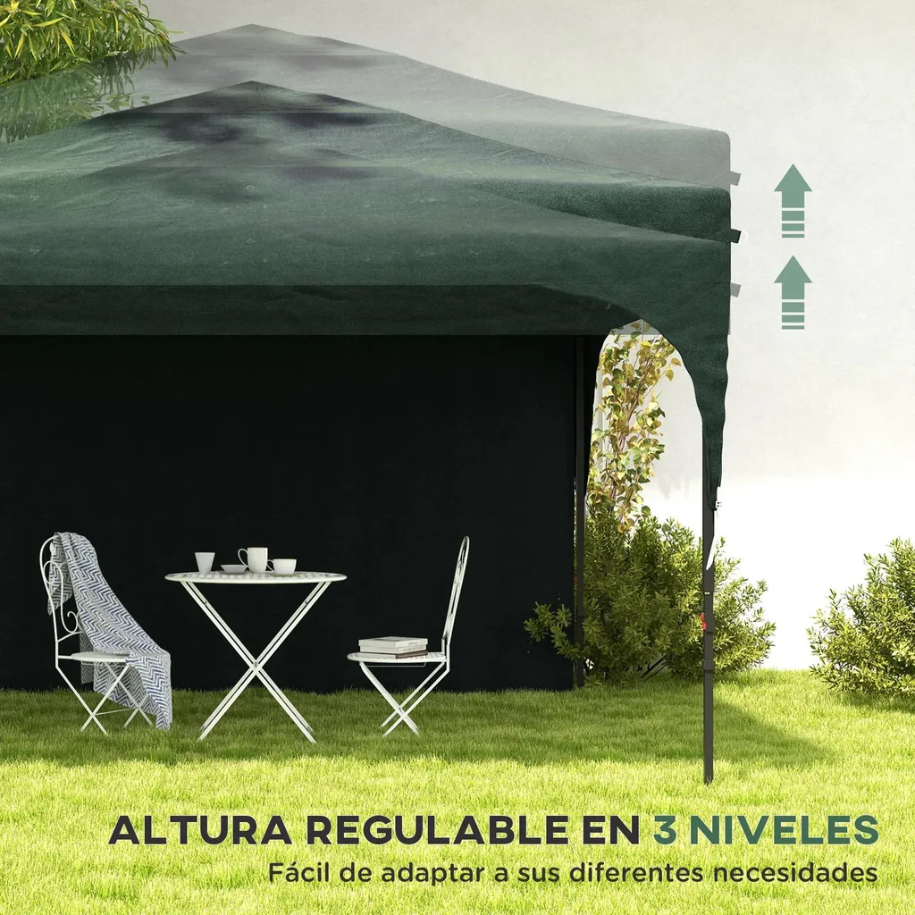 Barnum pliable 3x3m pour réceptions et stands extérieurs - Vert pro - 6