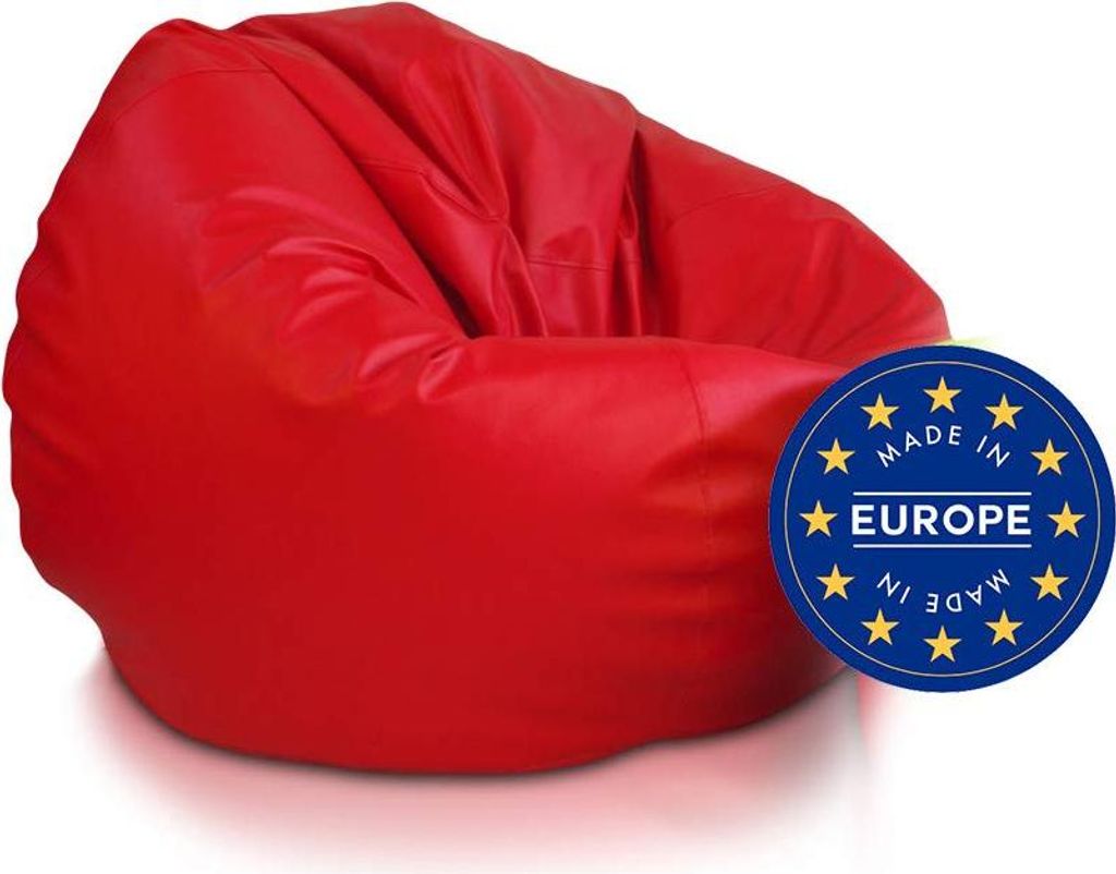 Ecopuf Sakwa, Sitzkissen Sessel Bean Bag, Sitzsack Kunstleder, Rot E6, L