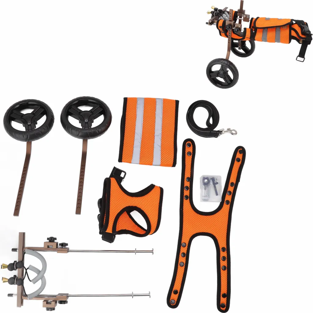 Chariot pour chien handicapé ajustable en aluminium avec bandes réfléchies