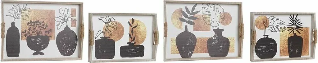 Plateaux de service modernes coloris noir et blanc avec motifs dorés