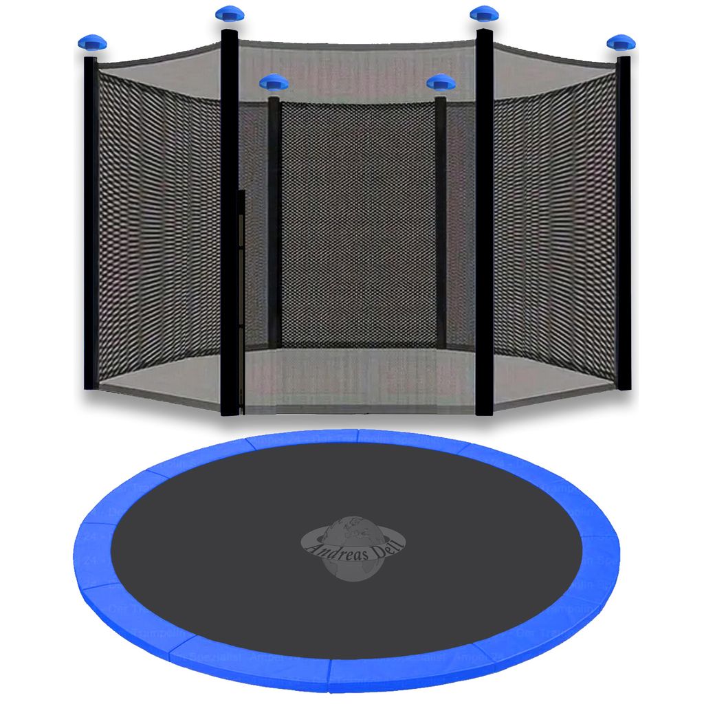 Trampolin Randabdeckung Blau + Sicherheitsnetz Schwarz Ø Produktbild 