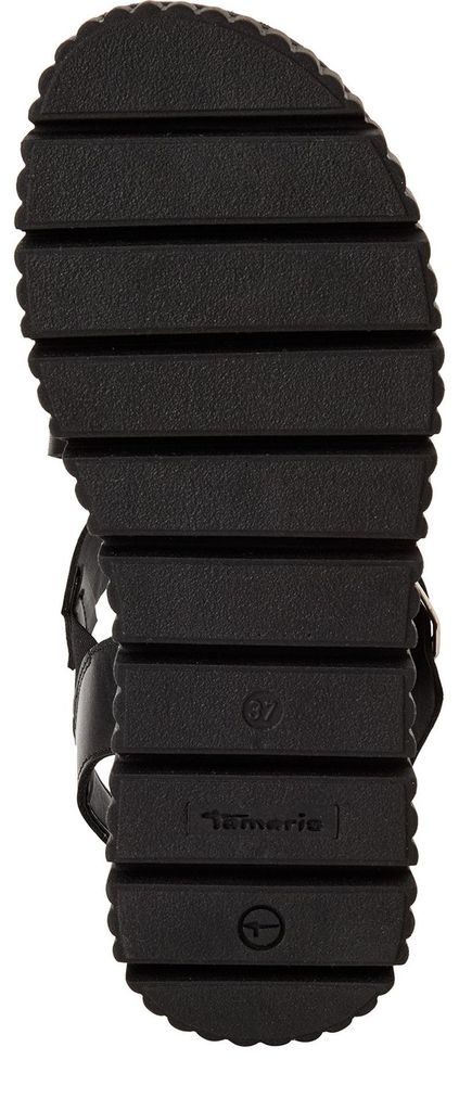 Tamaris Damen Sandale aus Leder mit gekreuzten Riemen und Plateau 1-28705-44, Größe:37 EU, Farbe:Schwarz