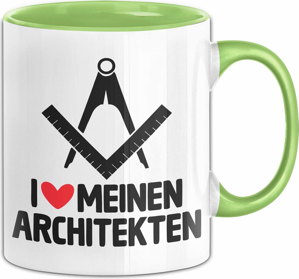 Architket Tasse Geschenk Ich Liebe Meinen Architekten Geschenkidee Valentinstag Geburtstag Weihnachten Kaffee-Becher (Grün)