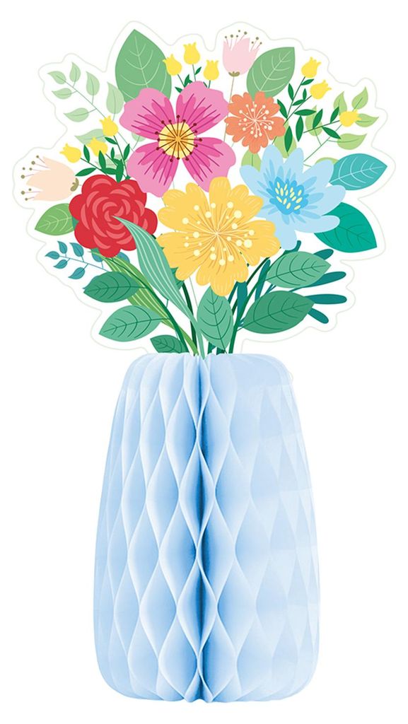 Tischdekoration in Wabenform mit Wildblumenmotiv, 3D-Papiervase mit Blumenstrauß-Druckkarte für Frühlingshochzeiten und Geburtstagsfeiern