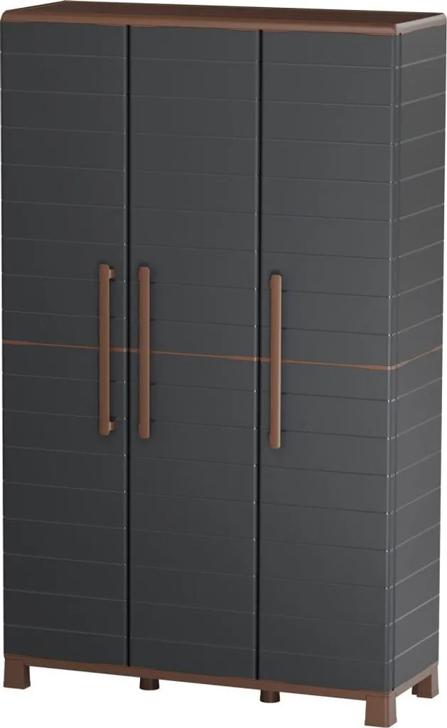Armoire porte-balai anthracite 3 portes avec étagères 102x37x169 cm
