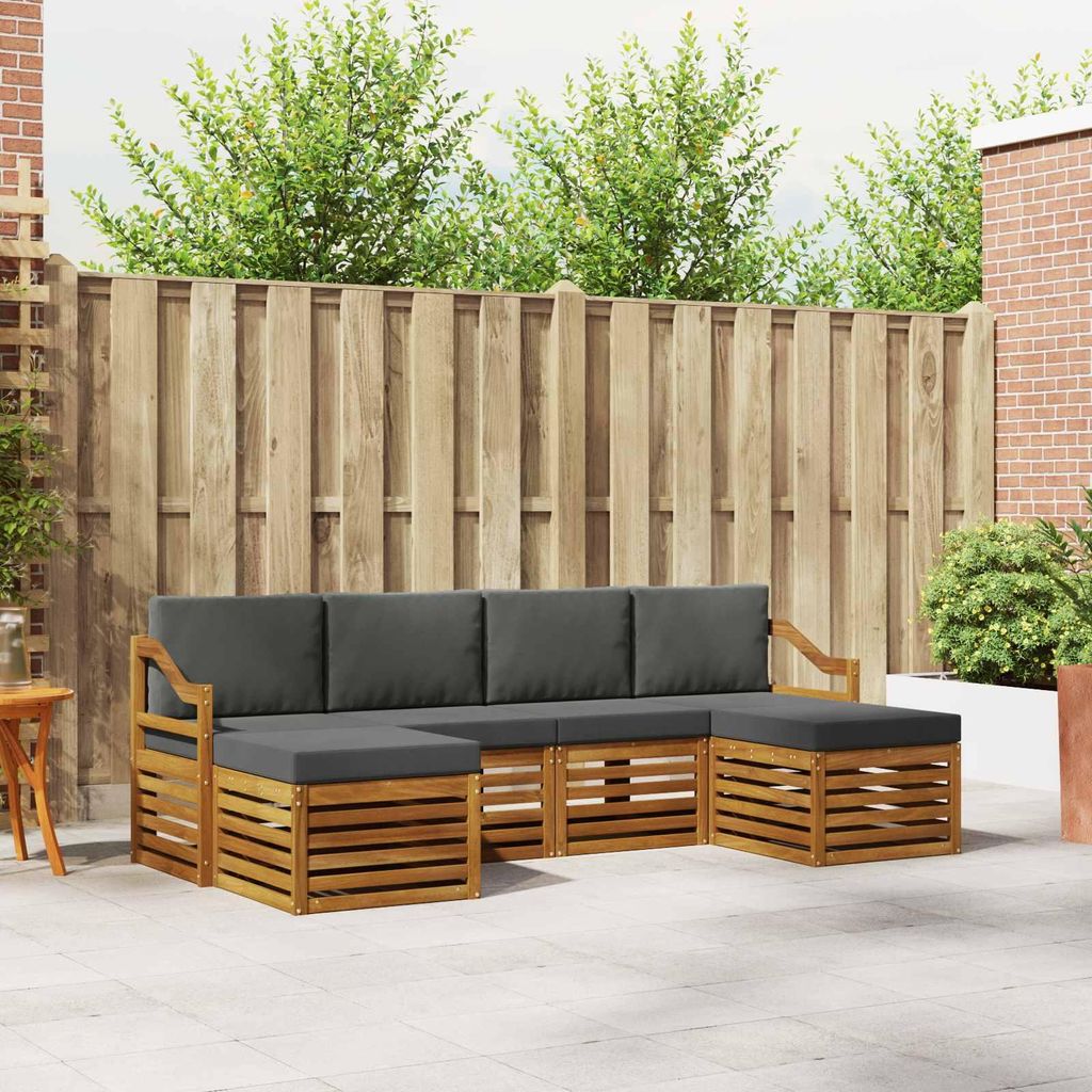 "Summerschlussverkauf"Sofagarnitur - CLORIS - Balkonmöbe/Sitzgruppe - 6 pcs - Moderne Design - Natur und Anthrazit Massivholz Akazie - Gartensofas...