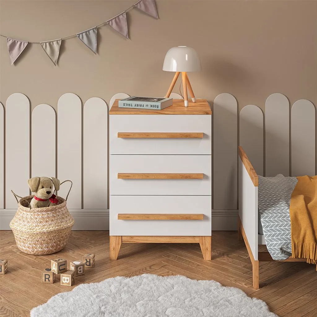 Commode de chambre Vitalispa Malia 60x88cm 3 Tiroirs pour petit espace