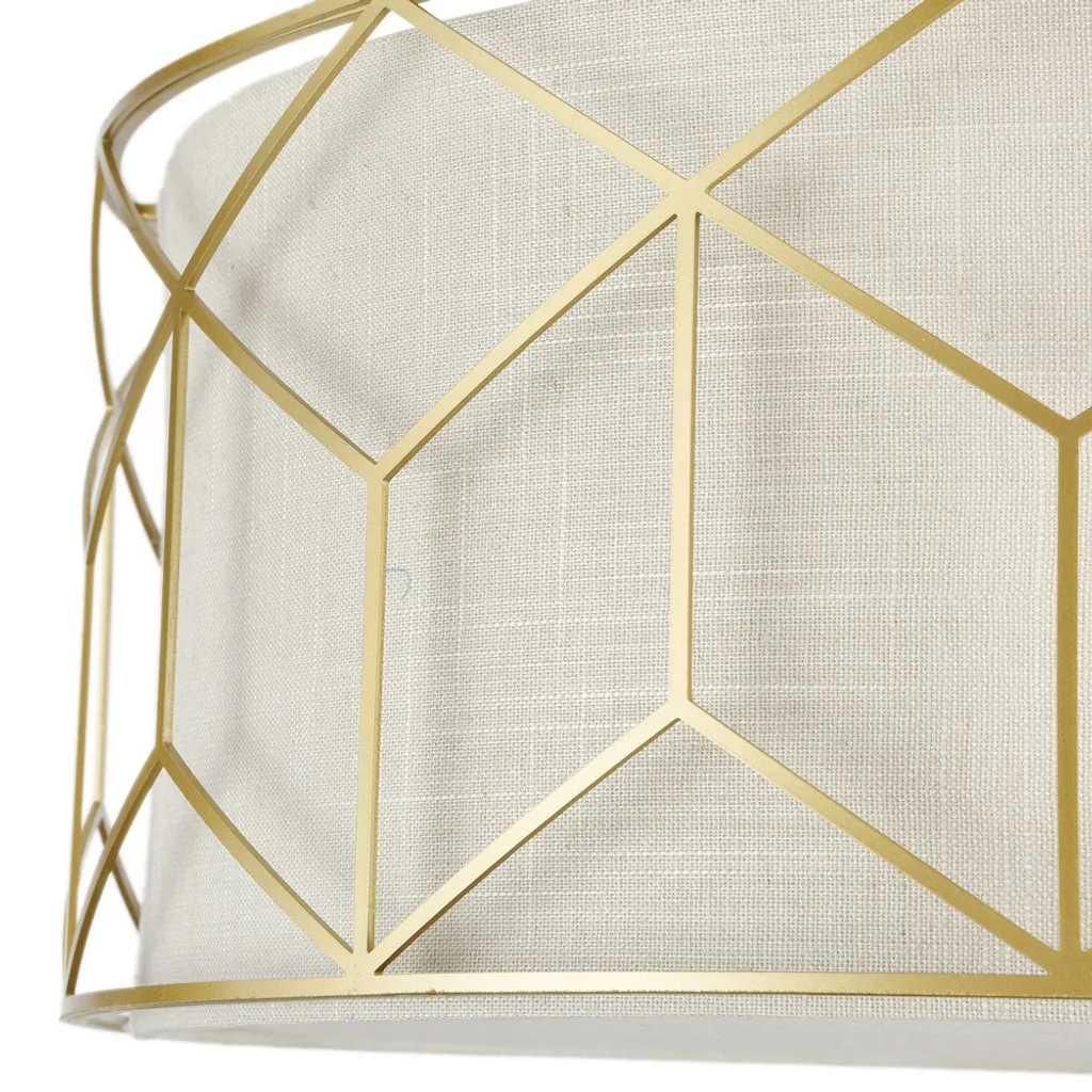 Plafonnier Chic en Lin Naturel et Structure Dorée E27 - Finition Premium