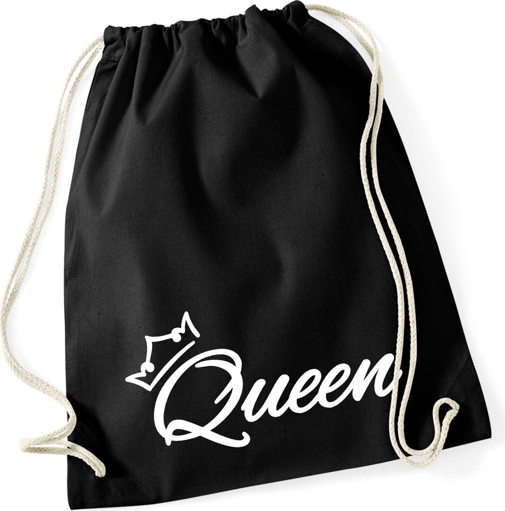 Huuraa Turnbeutel Queen Krone 12 Liter Black Baumwolle Rucksack Geschenkidee