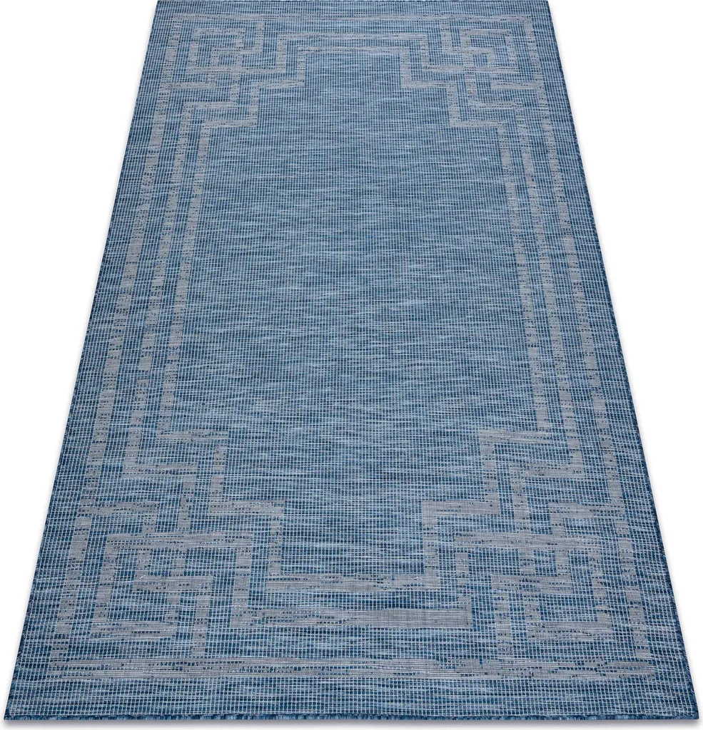 Tapis à tissage plat effet Sisal bleu et beige PATIO 3071 117x170cm