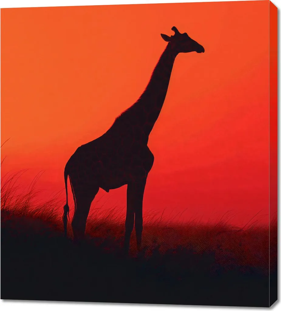 Quadro 90x100 cm Giraffa in Nero - Arte Moderna per Soggiorno Chic