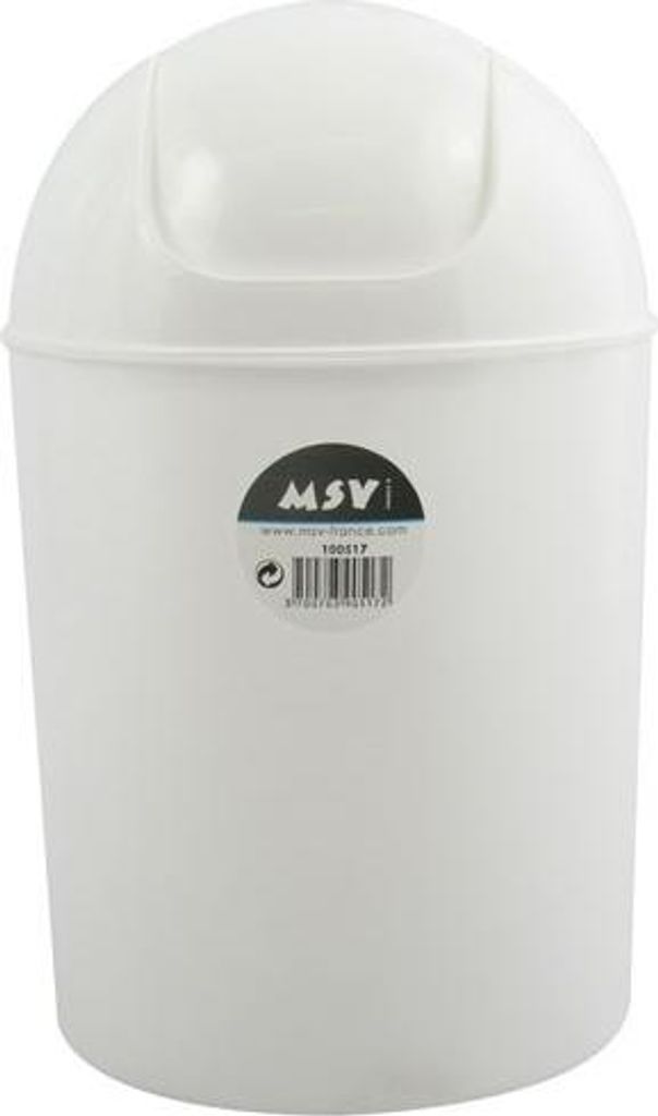 Poubelle Plastique Ronde 7l Sdb Blanc - Msv Image du produit 