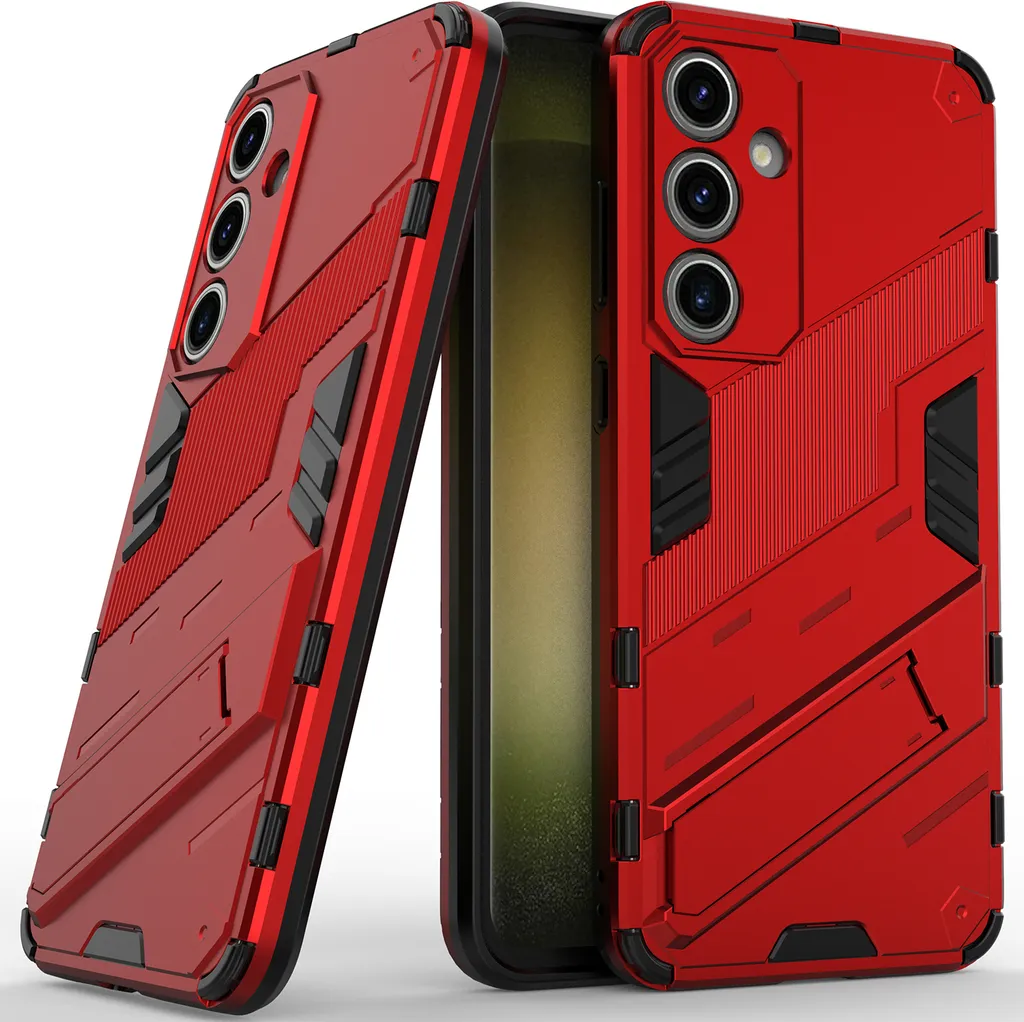 Cover Samsung S24 FE Rossa Anti-Shock - Custodia Ibrida Rinforzata Stand