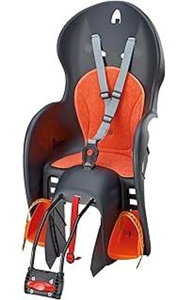 Prophete Fahrradkindersitz | Kindersitz für die Sattelrohrmonage | für Kinder zwischen 9 und 22 kg | grau orange