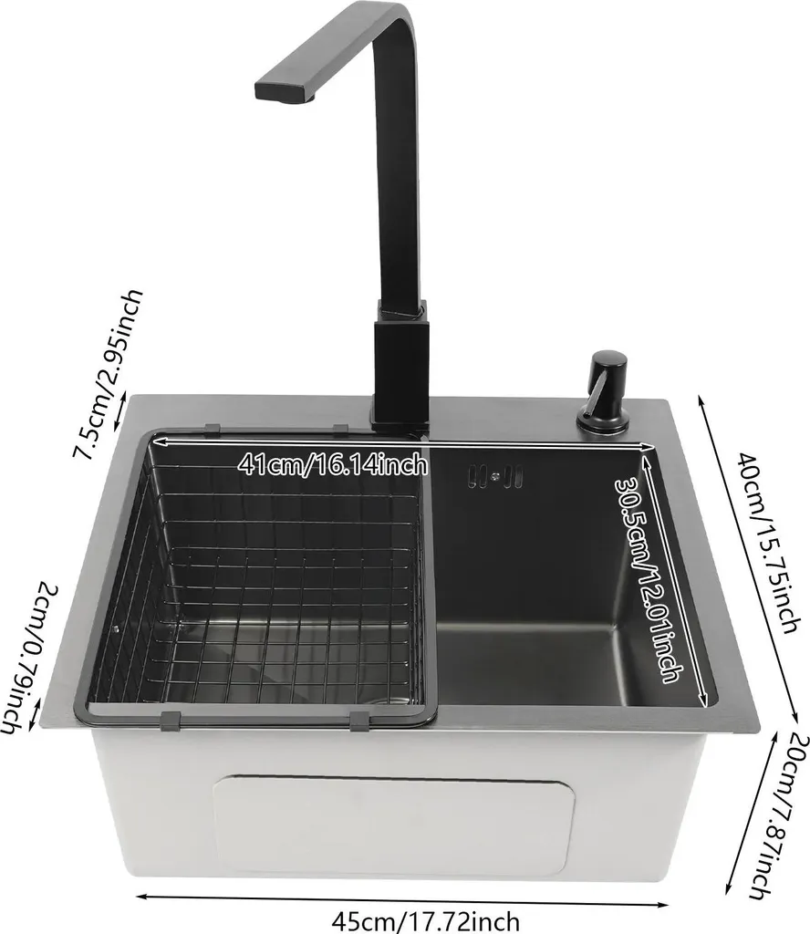 Évier Nano marron inox 201, robinet pivotant + distributeur de savon - 2