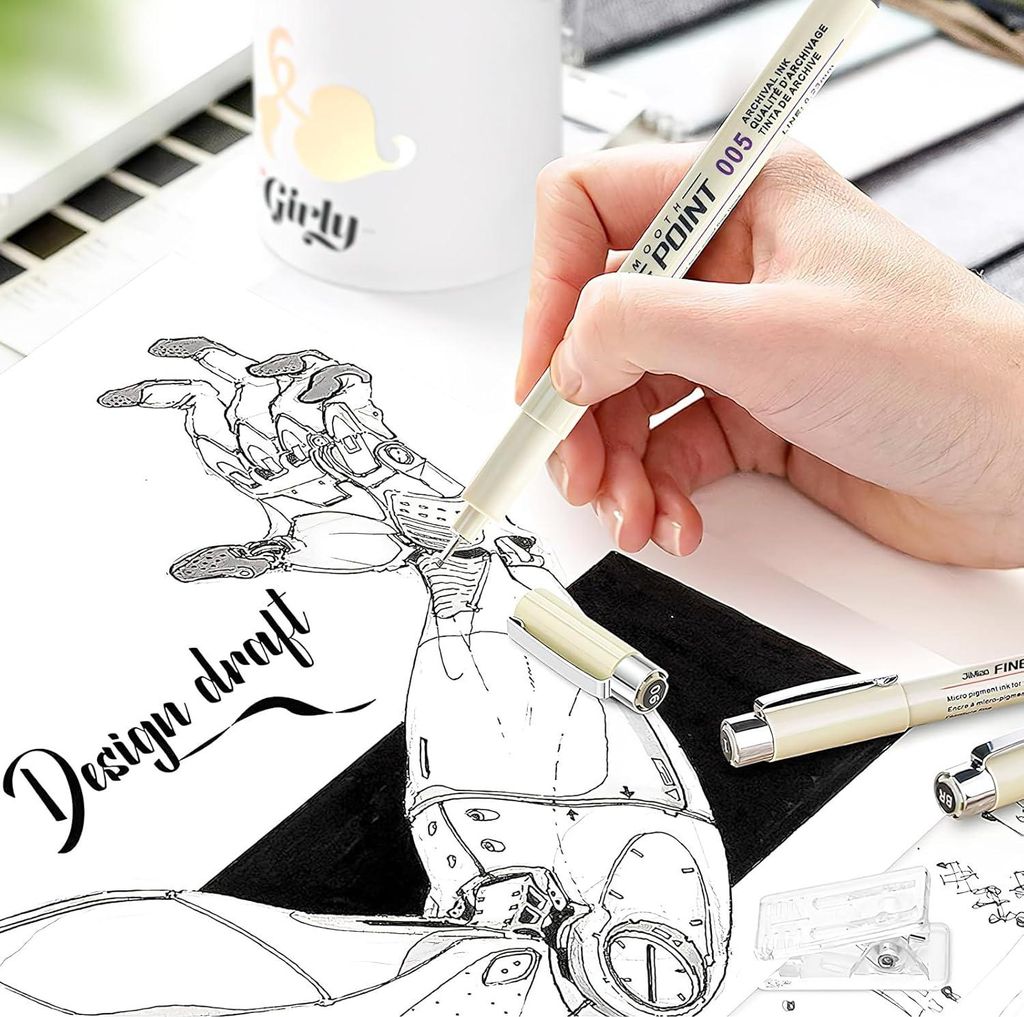 Fineliner-Stifte 12 Stück Handlettering Set schwarze Filzstifte verschiedene Linienbreiten wasserfeste Stifte für Künstler Illustrationen Skizze...