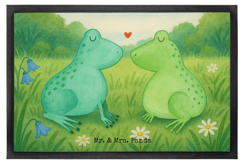 Mr. & Mrs. Panda Schmutzfangmatte Frosch Liebe Design 50 x 75 cm - Weiß - Geschenk, Freundin, Schmutzmatte, Fussmatte, Frösche, fußmatte, Bodenv...