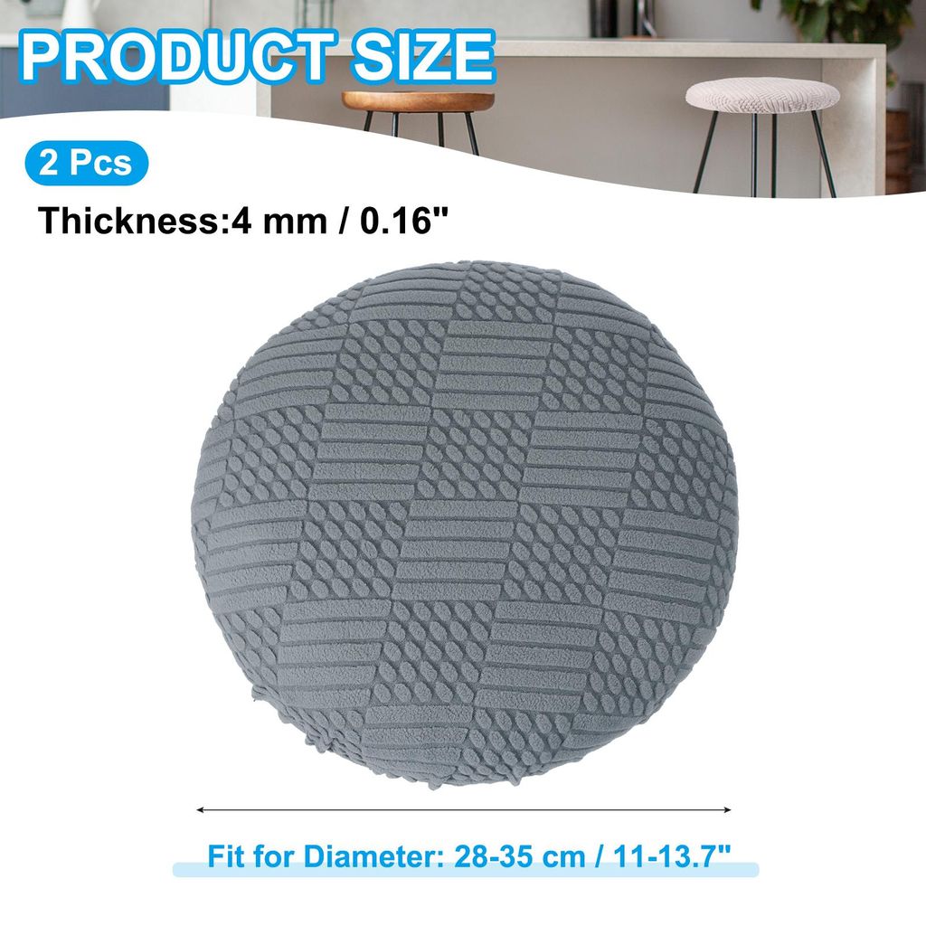 Kissenbezug Rund Hocker Bezug, Durchmesser 28-35cm, 2 Stš¹ck Elastische Barhocker Sitz Ersatz Waschbar Stuhlkissen Rund Schonbezug Dehnbar Sitzbe...