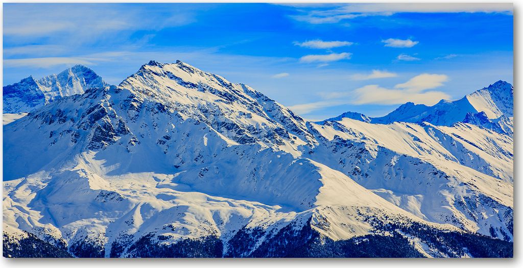 Tulup Küchenrückwand Spritzschutz aus Glas -100x50 -Spritzschutz auf gehärtetes GlasDeko Landschaften Alpen im Winter
