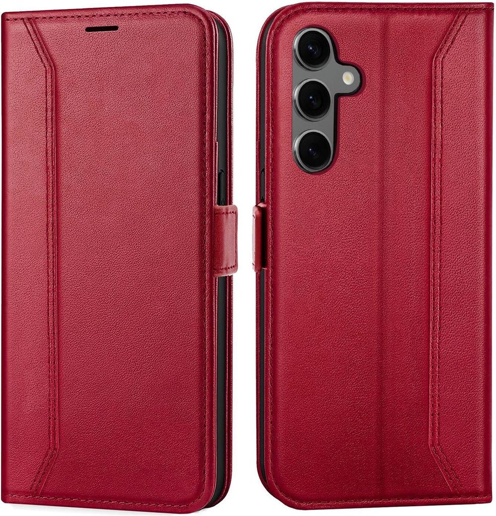 Conie RFID Klapp Tasche für Samsung Galaxy S24 Plus Kartenfach Hülle Rundumschutz in Rot
