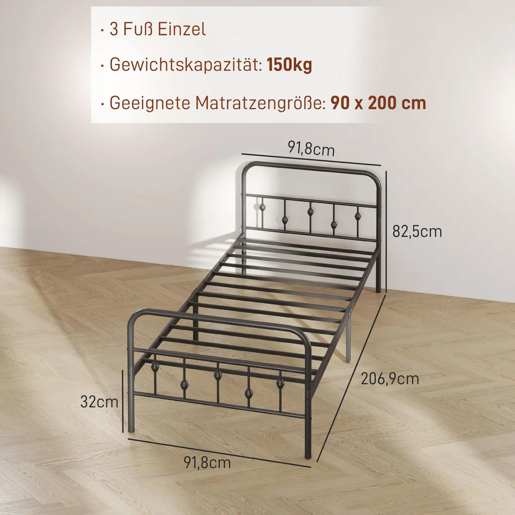 Lit d'appoint chambre d'amis pliable 90x200 cm : Solution de couchage - 3