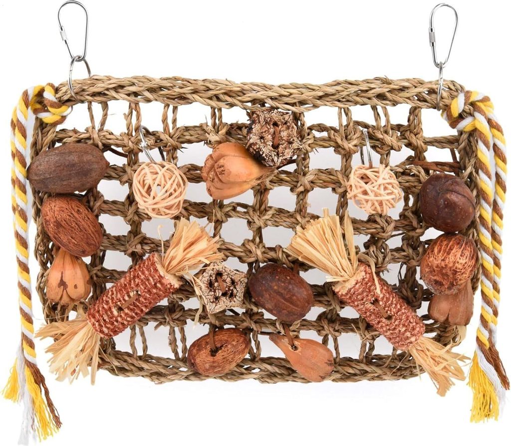 Wellensittich Spielzeug, Papagei Kauspielzeug Vogelspielzeug Natürliches Sicheres Holz Block Schaukel zum Kauen für Alle Papageien & Vogel