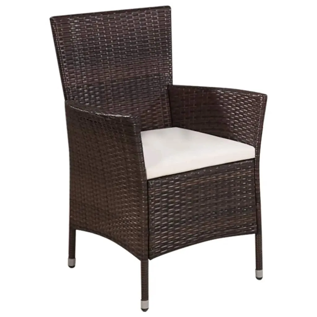 Set Poltrona Outdoor vidaXL Marrone: Sgabello e Cuscini Inclusi