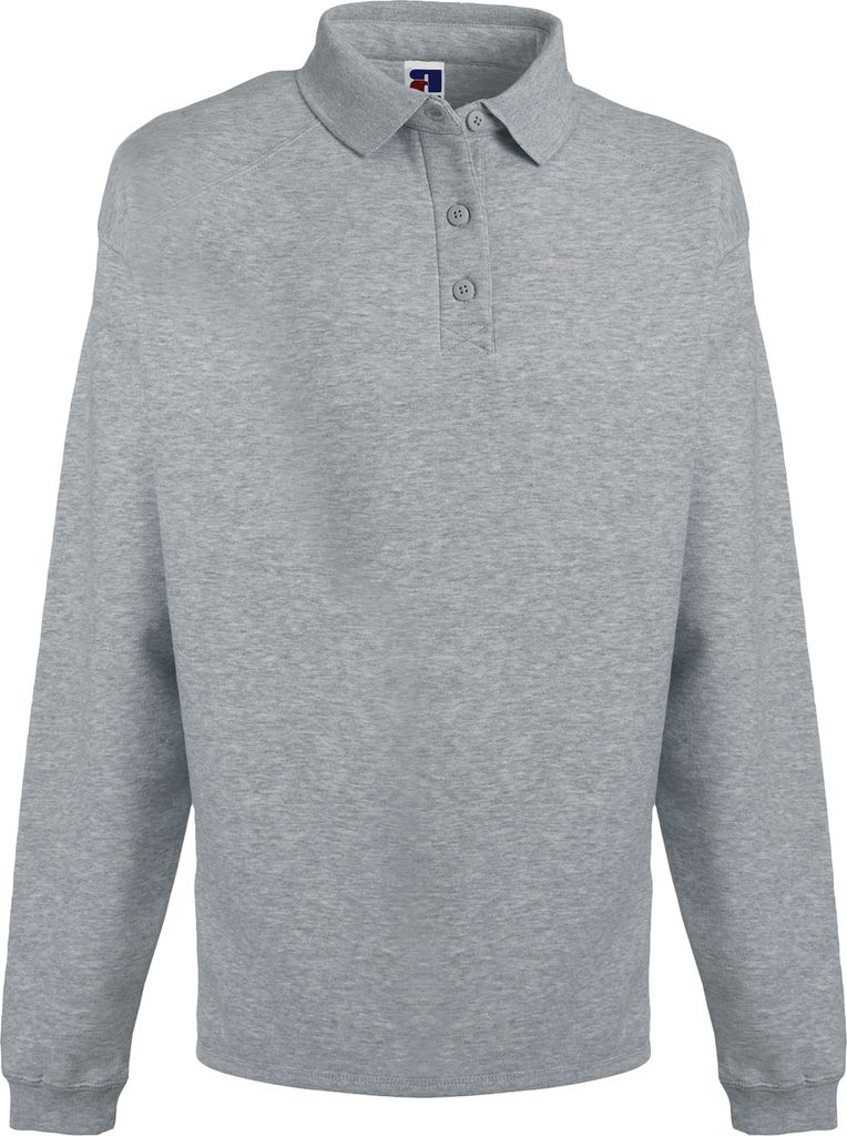 Russell Europe Herren Sweatshirt mit Knopfleiste und Kragen RW3275 (2XL) (Hellgrau)