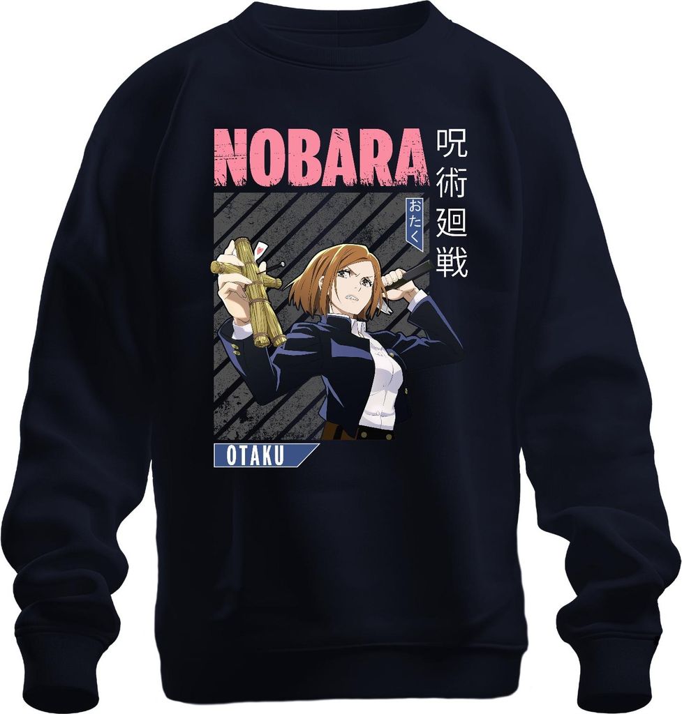 Nobara Kugisaki Jujutsu Kaisen Anime Nagelpuppe Hammer Otaku Uni Sweatshirt Pullover, Navy, L