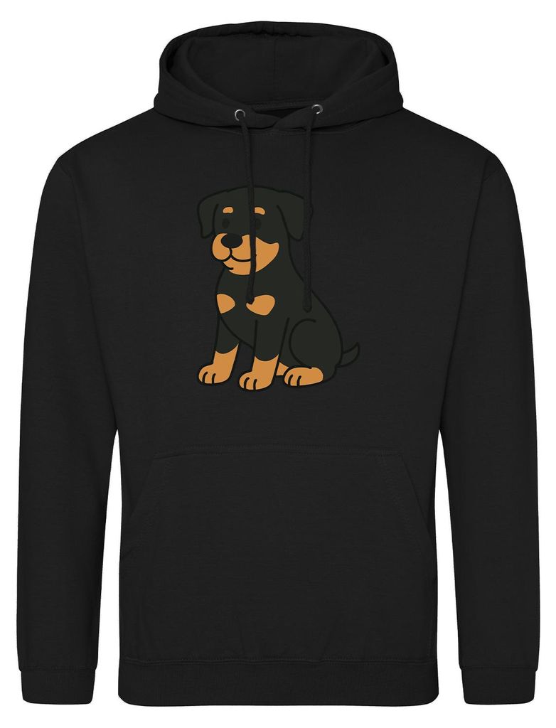 Huuraa Uni Hoodie Rottweiler Rotti Comic XL Deep Black Vegan Sweatshirt Geschenkidee