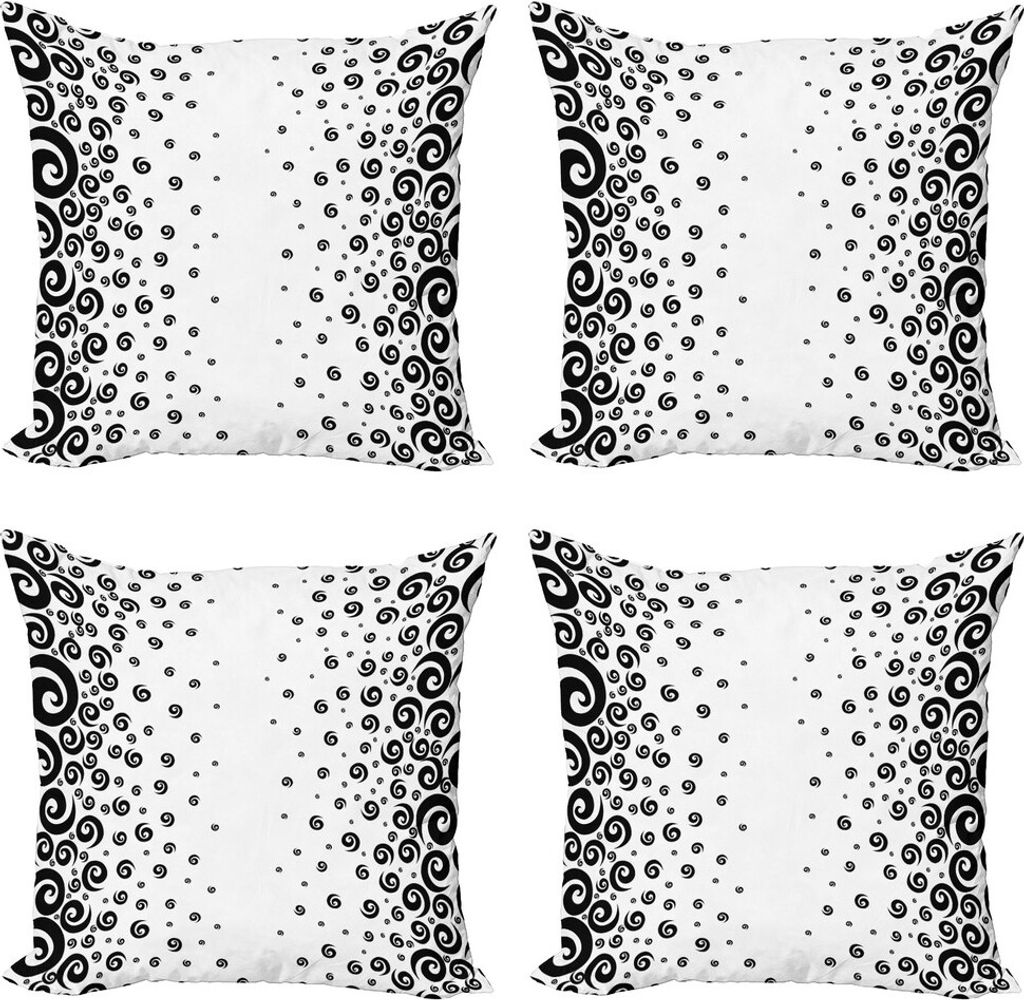 ABAKUHAUS Schwarz und weiß Kissenbezug Set (4 Stück), Zusammenfassung Zier, Moderner Doppelseitiger Digitaldruck, 45 cm x 45 cm, Schwarz und weiß