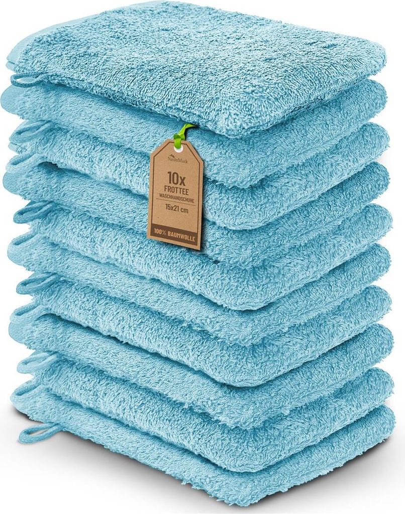 Frottier Waschhandschuhe 10er Pack 15x21cm, 100% Baumwolle, Produktbild 
